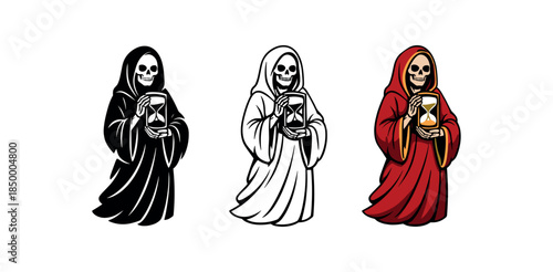 santa muerte santa muerte flowing robe holding hourglass to chest