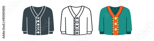 visible mending cardigan front button band reinforced with contrasting stitching