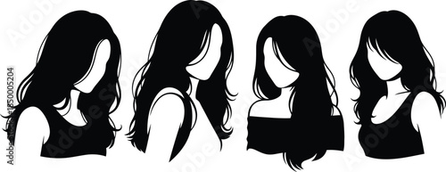Silhouette of four women with long hair