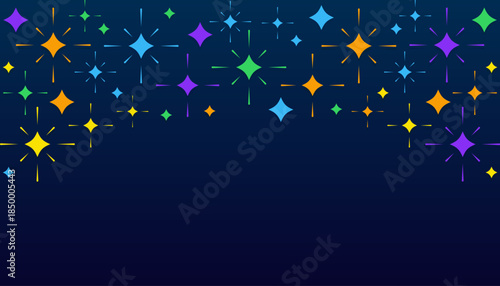 Festive Sparkle Confetti Background With Dark Blue Gradient