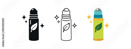 herbal apothecary herb infused roller for temples with leaf symbol and sparkle