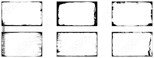 Grunge frames set templates. Ink paint border with rough edges for poster and banner. 