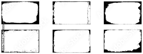 Grunge frames set templates. Ink paint border with rough edges for poster and banner. Border frame