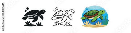 eco nature protection turtle swimming with no plastic around