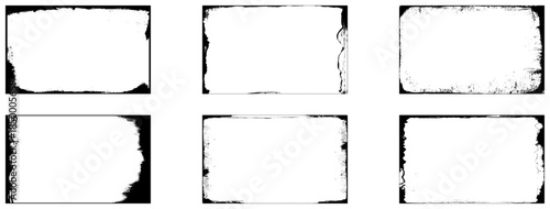 Grunge frames set templates. Ink paint border with rough edges for poster and banner. Vector design.