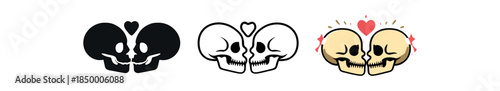 sacred skull twin skulls facing each other with small heart between