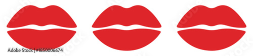 red kiss lips icon set