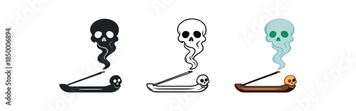mystic ritual incense holder with skull smoke trail