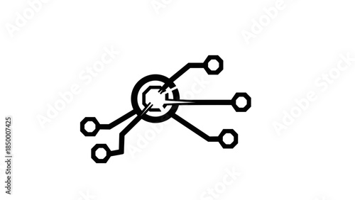 Simple Line Drawing of a Microchip.