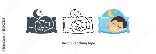biohacking lifestyle nasal breathing training tape icon pillow moon calm tone