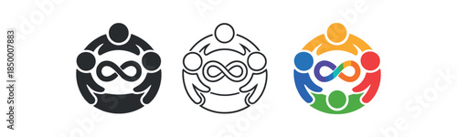 neurodiversity community icon people circle infinity sign center mutual understanding