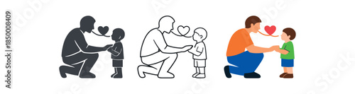 emotional intelligence parent kneeling to child heart line connecting both gentle communication