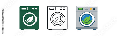 eco laundry front load washing machine with leaf symbol gentle eco wash