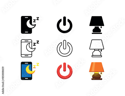 digital detox sleep mode symbol moon phone off and warm lamp