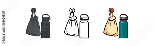 zero contain evening routine cloth bag hanging on hook beside reusable water bottle