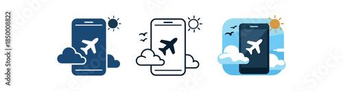digital detox airplane mode symbol on phone surrounded by calm sky