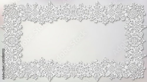 Elegant White Snowflake Border Frame for Winter Holiday Designs.