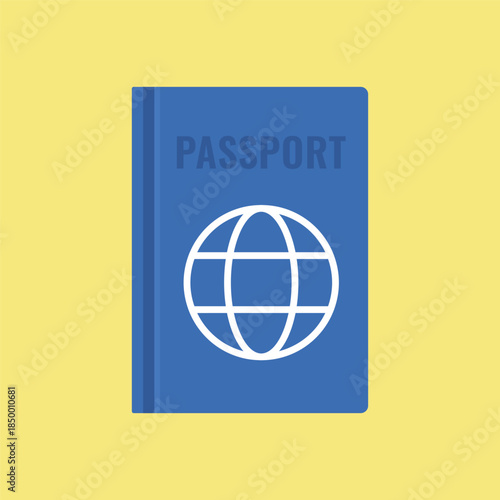 International Travel Passport With Globe Icon Flat