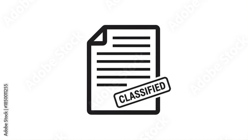 Document with classified stamp icon representing confidential information and restricted access