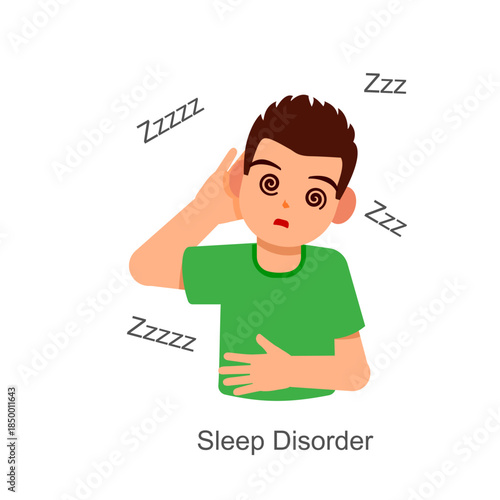 A fun cartoon vector illustration of Head surrounded by cut/messy Zz icons