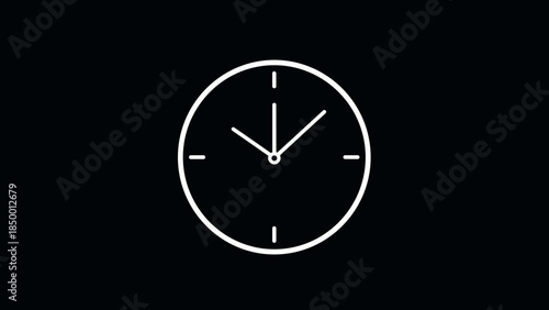 Simple White Clock Face on Black.