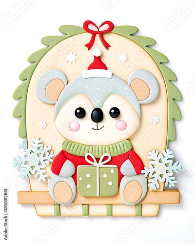 Christmas koala illustration