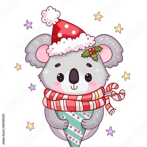 Christmas koala illustration