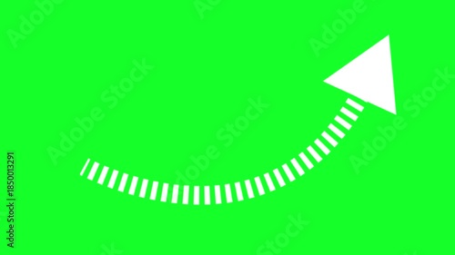 Minimal white arrow animation isolated on green screen in 4K UHD quality, smooth moving arrow for navigation, call to action, tutorial guide, business presentation, website UI