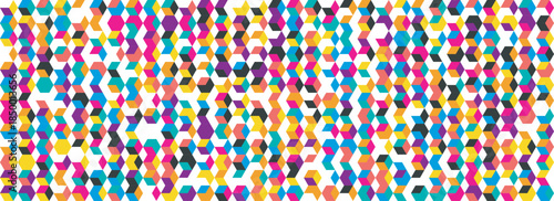 Colorful geometric hexagons and cubes tessellation pattern with vibrant hues geometric pattern