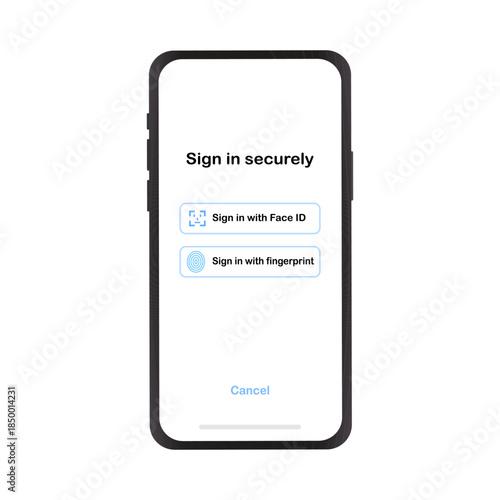 Biometric login screen user interface. Vector illustration