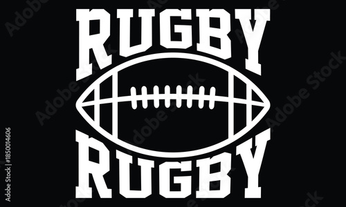 Rugby rugby - Rugby T-shirt Design, Vintage College Font Artwork Athletic Typography Sporty Graphic Style for Tees & Prints | Retro Sportswear, Team Spirit, Bold Lettering, College Team Pride