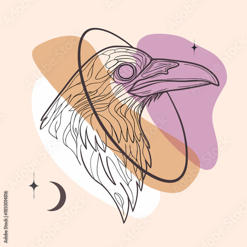 Cursed Crow Skull Logo With Mystical Symbols Dark