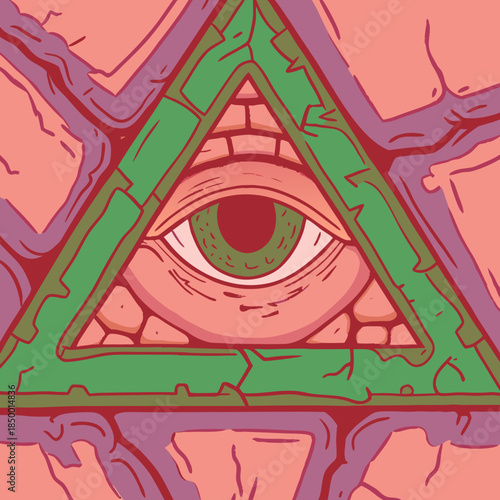 Cursed Eye Hidden Inside A Cracked Stone Symbol A