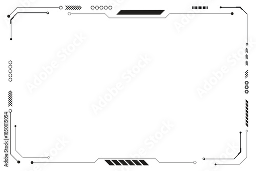 Black control panel abstract modern technology futuristic interface hud ui on white background.