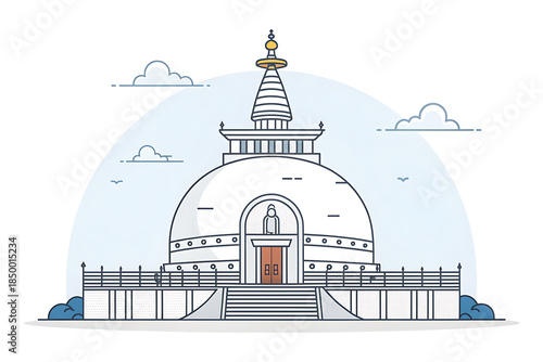 Minimalist vector of Bhubaneswar Dhauli Stupa