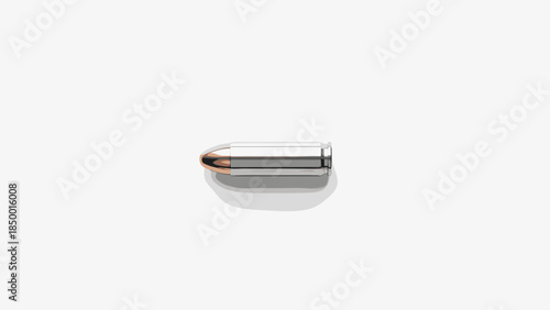 Single Bullet on White Background.