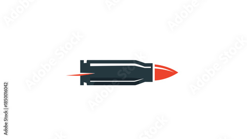 Single Bullet with Red Tip Illustration.
