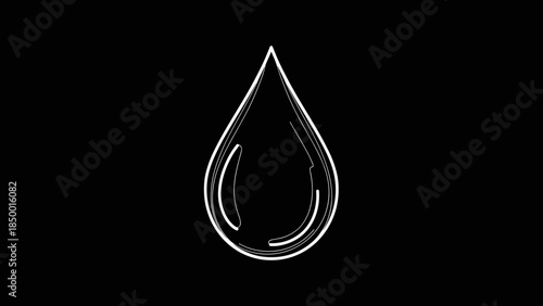 Single Water Drop Isolated on Black.