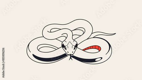Snake Illustration with Red Eye Detail.