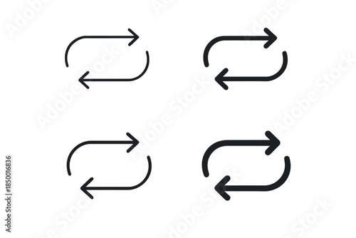 Set of four circular arrow icons representing refresh, repeat, or loop functions