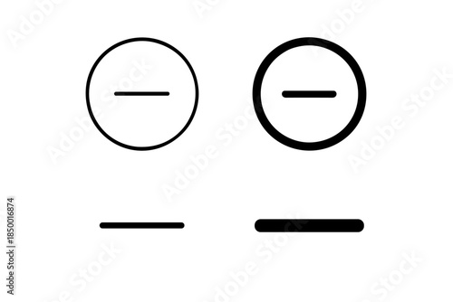 Simple minus sign icons in circles and lines, representing subtraction or negative values