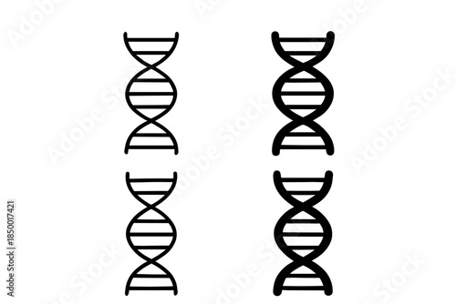 Set of four stylized DNA double helix icons with varying line weights and spacing