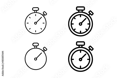 Collection of four simple stopwatch icons in a clean line art style