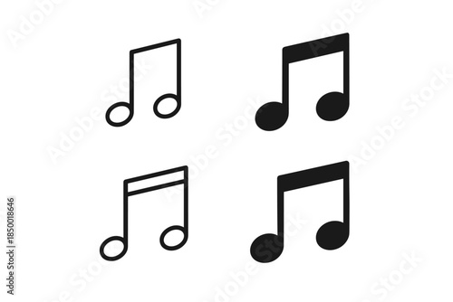 Set of four musical notes, two filled and two outlined, on a white background