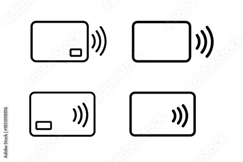Contactless payment icons showing credit cards with wireless signal waves