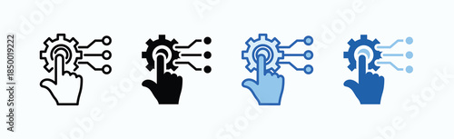 Digitalization Icon Sheet Multiple Style Collection Isolated Vector