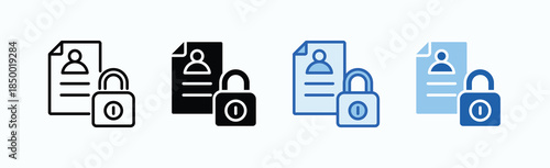 Data Privacy Icon Sheet Multiple Style Collection Isolated Vector