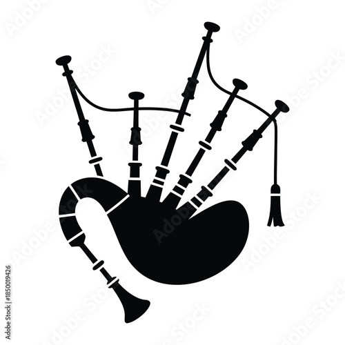 Bagpipes Scottish National Musical Instrument Silhouette Symbol of Scotland Emblem Traditional Music Bagpipe Player Celtic Culture Scottish Heritage