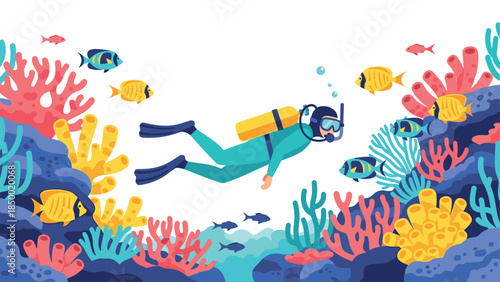 Colorful underwater exploration with coral reefs and tropical fish