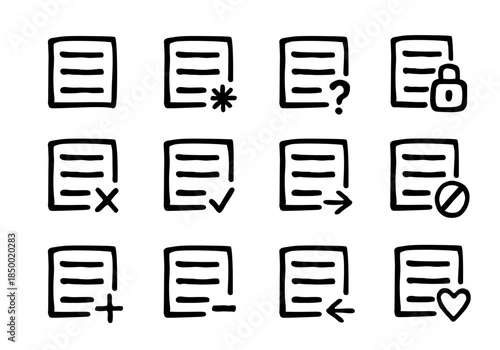 document icon paper page vector illustration doodle set